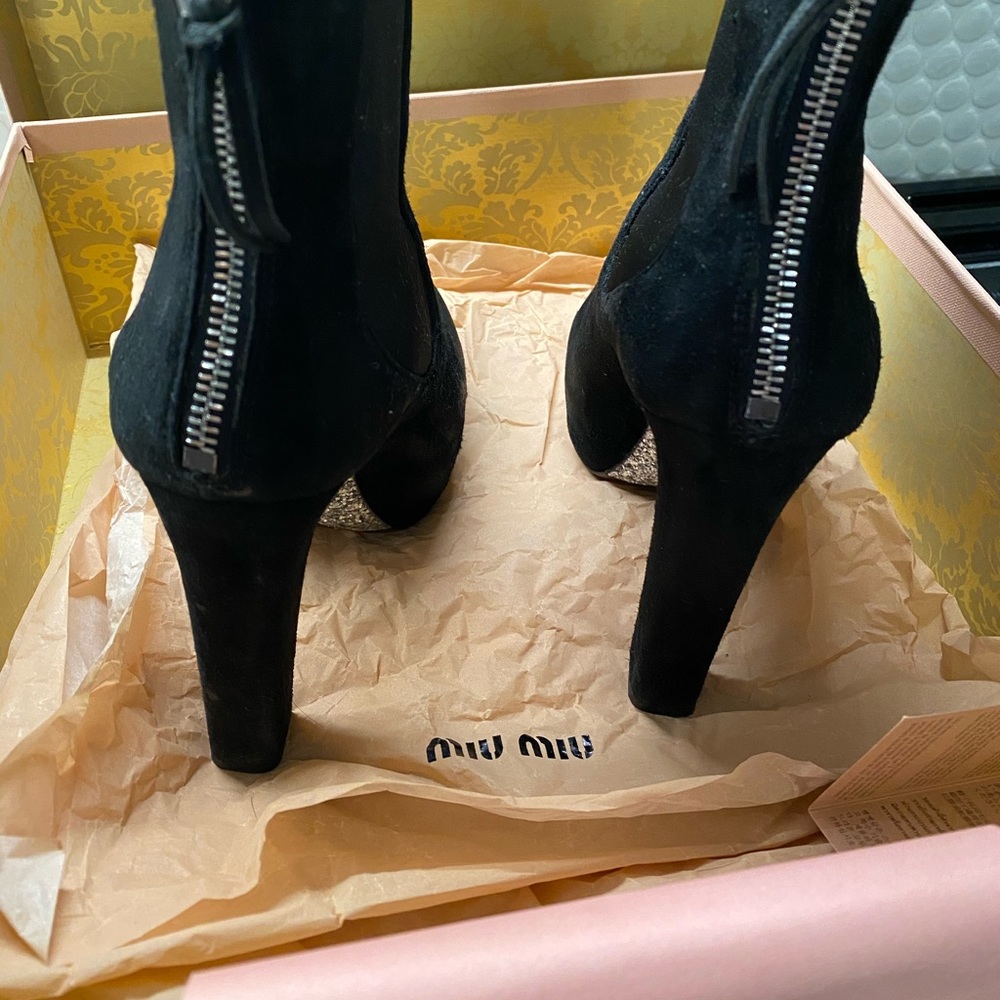 Miu Miu Black Platform Zip Up Booties - image 4